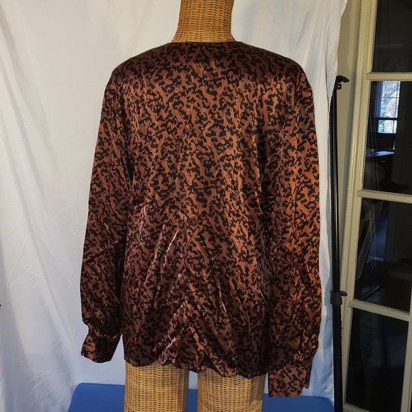 Vintage 100% Silk Animal Print Button-Up